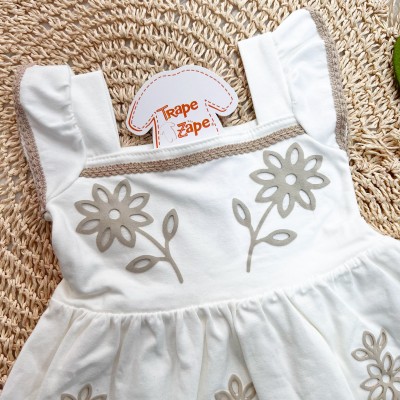 Vestido Flores em Lese - Off White